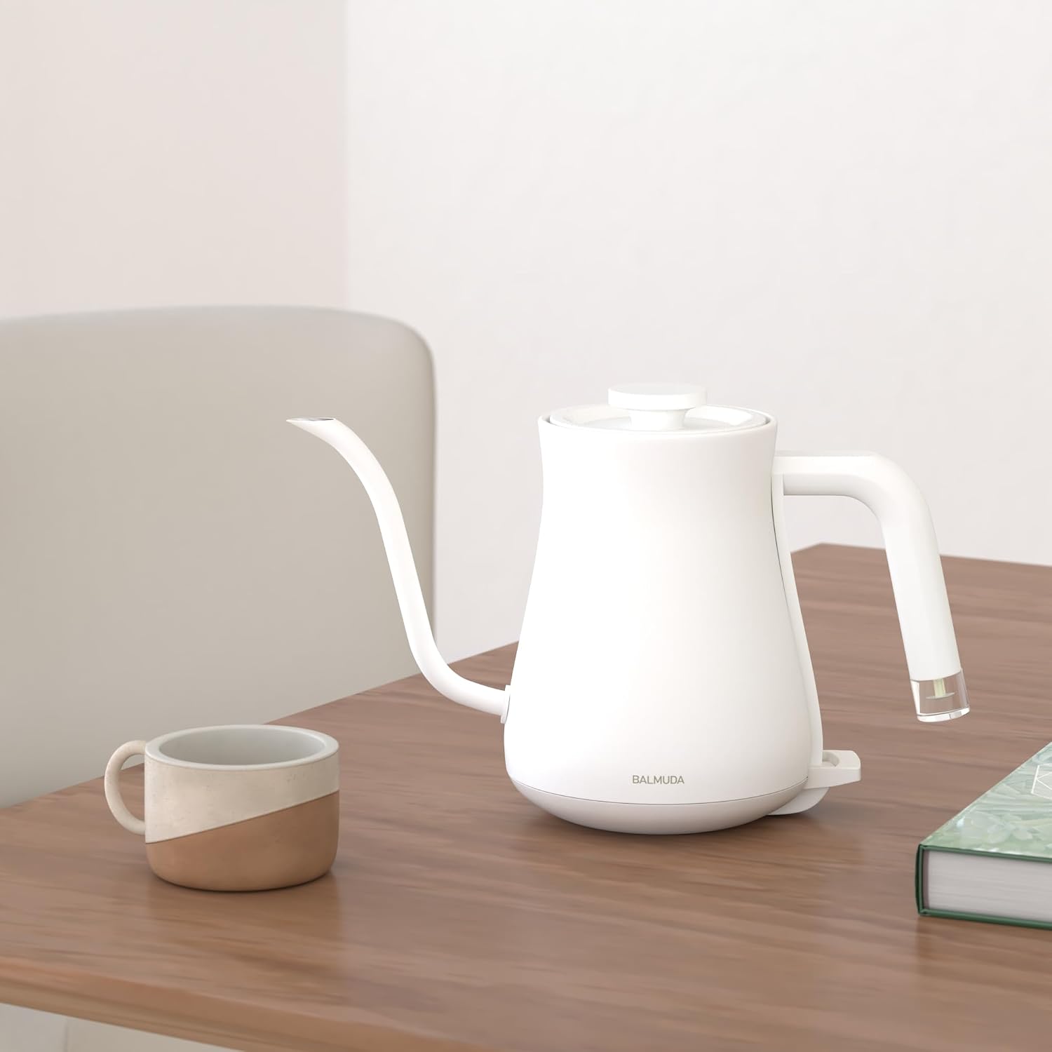 BALMUDA The Kettle - Electric Gooseneck Kettle - Lightweight - Stainless Steel - 0.6L (20fl oz) Capacity - Neon Light Indicator - Perfect for Tea and Coffee - US Version - White
