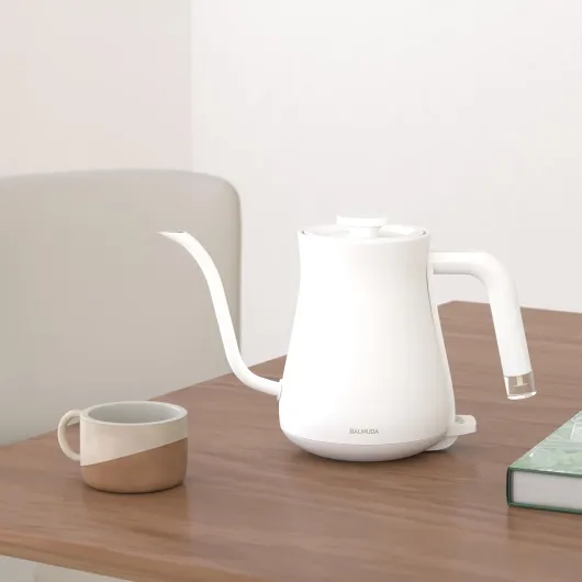 BALMUDA The Kettle - Electric Gooseneck Kettle - Lightweight - Stainless Steel - 0.6L (20fl oz) Capacity - Neon Light Indicator - Perfect for Tea and Coffee - US Version - White