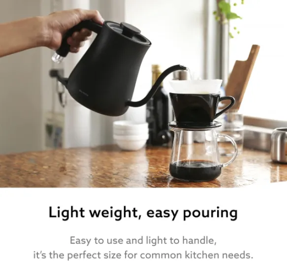 Balmuda The Electric Kettle Gooseneck Stainless Steel 0.6 L Neon Indicator Tea and Coffee K02H-BK Black