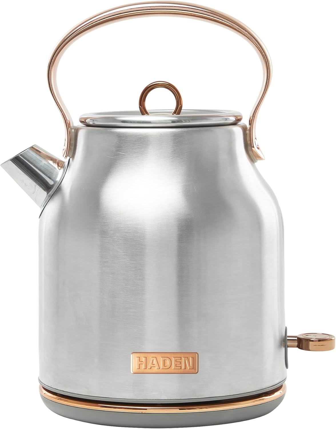 Heritage 1.7 Liter Stainless Steel Electric Kettle, Hot Water Kettle with 360-Degree Base and Auto Shutoff, Steel & Copper