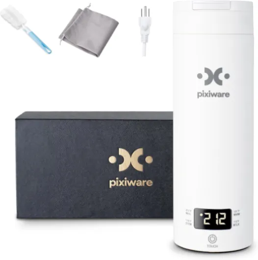 Travel Kettle Lift Lid for Hot Water on the Go 450ml – Small Portable Mini Electric Kettle – 4 Smart Temp Presets – Auto Shut-Off – Leak-Resistant – Stainless Steel BPA-Free 304 White with Lift Lid