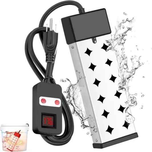 Immersion Water Heater Electric, 1800W Portable Water Heater with Temperature Display, Anti Dry Burn Protection & Adjustable Thermostat, Full Submersion Required for Buckets, Tubs, Pools, 120V