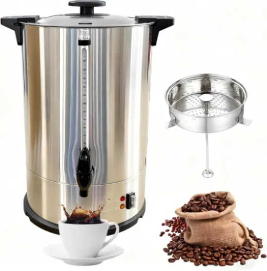 Commercial Coffee Urn 100-Cup Large Capacity Percolator Coffee Pot Dispenser Stainless Steel Percolate Hot Water Urn With Removable Filter Beverage Dispenser for Coffee, Tea, Water