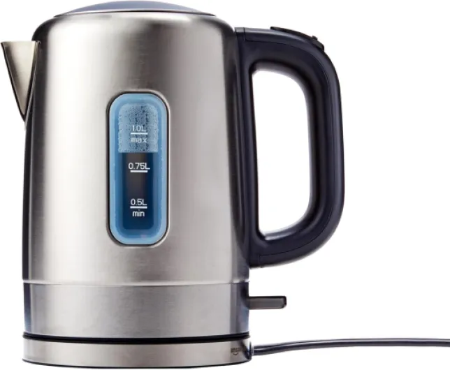 Electric Stainless Steel Kettle for Tea and Coffee, BPA-Free, Fast Boiling, Auto Shut-Off, 1.1 Quarts, 1500W, Black and Silver