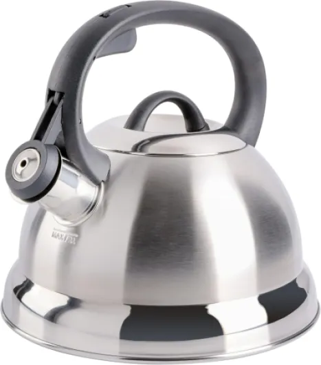 Mr - Coffee Flintshire 1.75-Quart Stainless Steel Whistling Tea Kettle – Brushed Satin Finish Stove-Top Kettle for Boiling Water 1.8 Quarts Brushed Satin