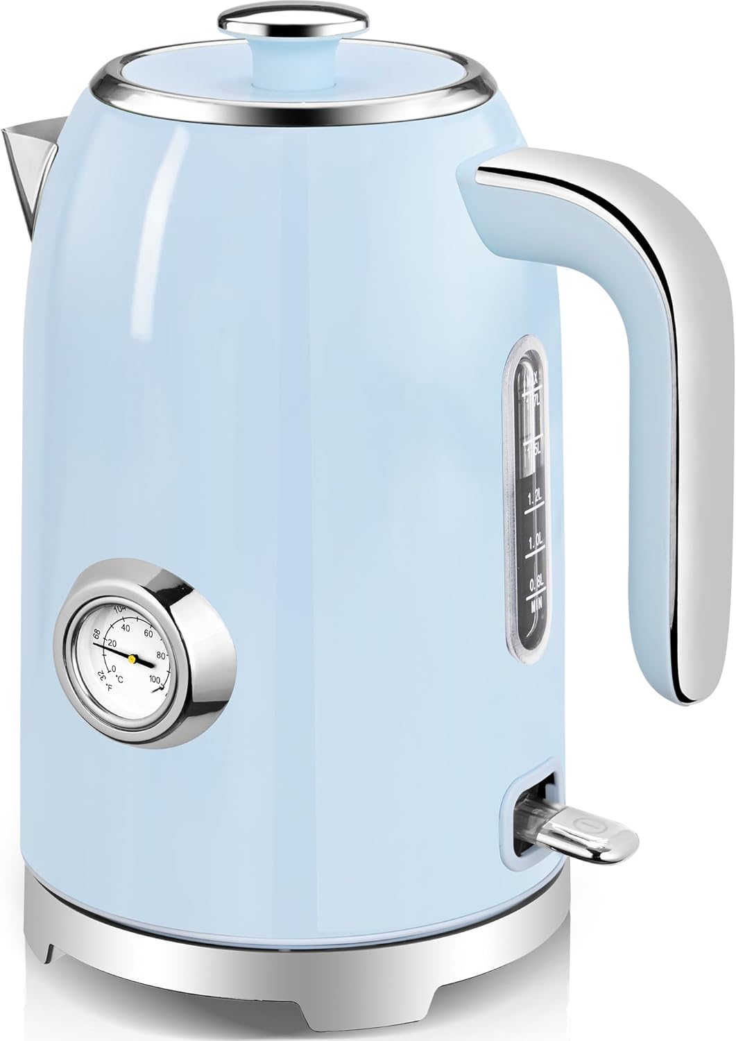 Electric Kettle - 57oz Hot Tea Kettle Water Boiler with Thermometer, 1500W Fast Heating Stainless Steel Tea Pot, Cordless with LED Indicator, Auto Shut-Off & Boil Dry Protection, Blue