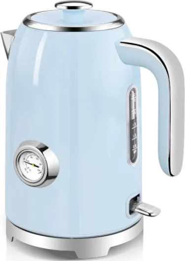 Electric Kettle - 57oz Hot Tea Kettle Water Boiler with Thermometer, 1500W Fast Heating Stainless Steel Tea Pot, Cordless with LED Indicator, Auto Shut-Off & Boil Dry Protection, Blue