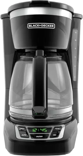BLACK+DECKER 12-Cup Digital Coffee Maker, Programmable, Washable Basket Filter, Sneak-A-Cup, Auto Brew, Water Window, Keep Hot Plate, Black Black coffeemaker