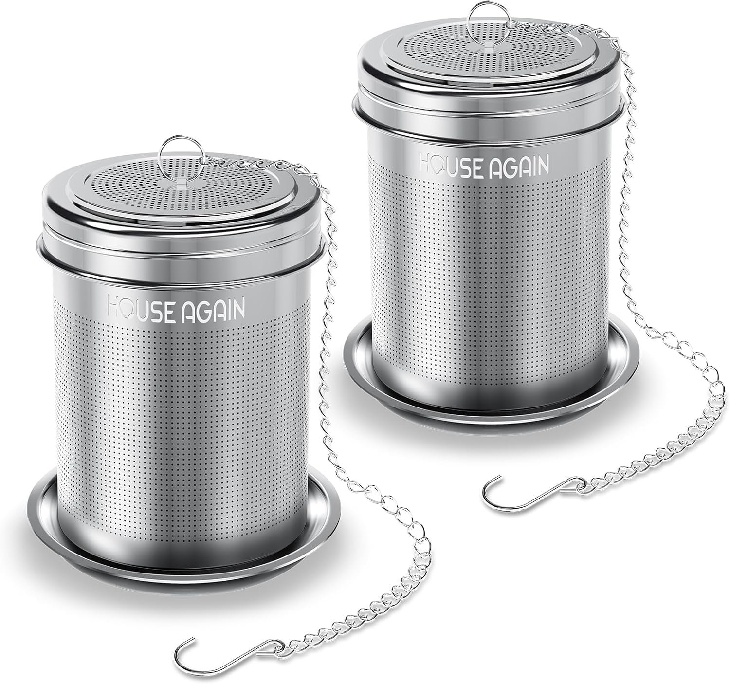 2 Pack Tea Infuser, Extra Fine Mesh Tea Infusers for Loose Tea, 18/8 Stainless Steel Tea Strainer with Extended Chain Hook, Tea Steeper for Brew Tea, Spices & Seasonings Small*2