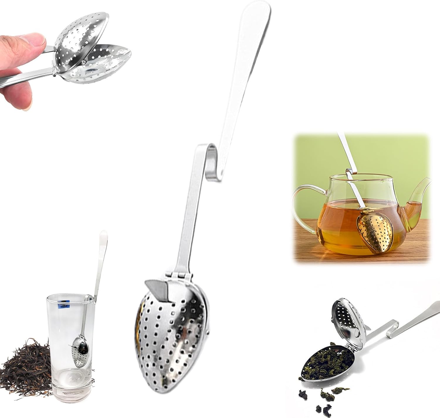 Stainless Steel Tea Diffuser,2025 New Tea Strainer Tea Infuser for Loose Leaf Tea,Creative Tea Spoon With Handle,Fine Holes Tea Interval Filter,Tea Holder Steeper for Tea Accessories (Silver A)