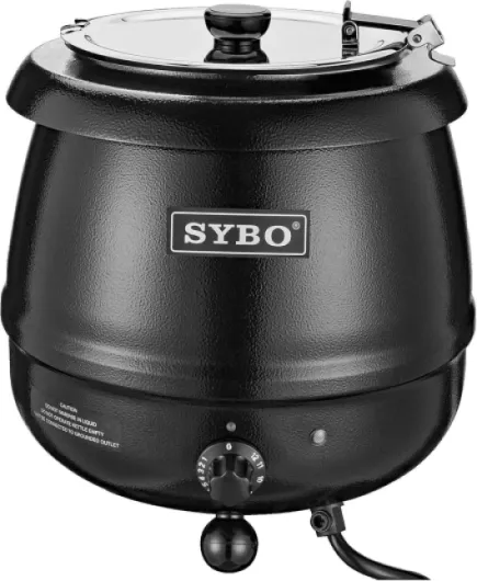 SB-6000 Commercial Grade Soup Kettle with Hinged Lid and Detachable Stainless Steel Insert Pot for Restaurant and Big Family, 10.5 Quarts, Black
