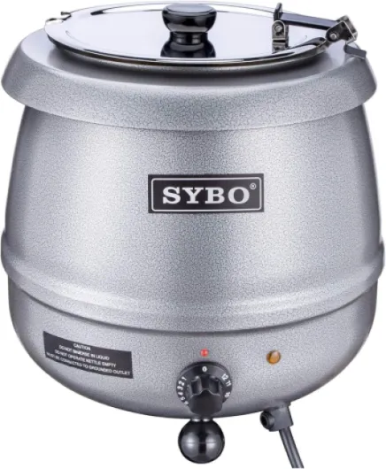 SB-6000-2G Commercial Grade Soup Kettle with Hinged Lid and Detachable Stainless Steel Insert Pot for Restaurant and Big Family, 10.5 Quarts, Silver
