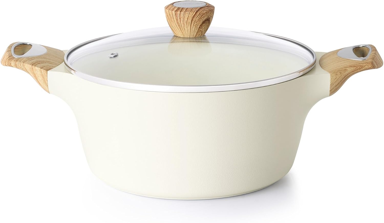 Ceramic Nonstick Stock Pot with Lid, 2.6/4.5/6.6/8.5 QT Soup Pot Casserole Pot, Non-toxic Healthy Pasta Pot, Large Cooking Pot Stew Pot, Induction Compatible, PFOA PFAS PTFE Free, White 4.5 Quarts Ceramic White