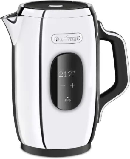 All-Clad Stainless Steel Kettle 1.5 Liter Keep Warm Function 1500 Watts Adjustable Temperature, Safe to Touch, Fast Boiling, Silver