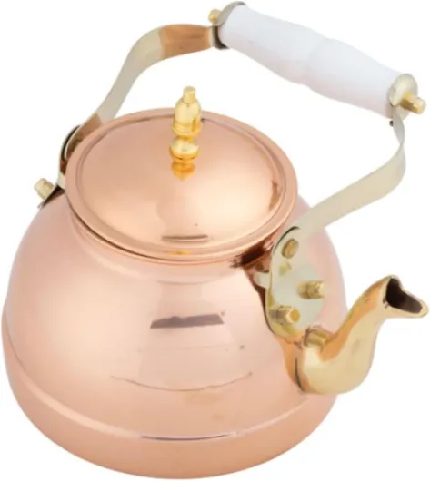 Copper Tea Kettle - Teapot for Stovetop with Copper Exterior, Nickel Lining, and Ceramic Handle - 7.25C/1.8Q Vintage-Style Kettle - Perfect for Tea, Coffee, or Cooking