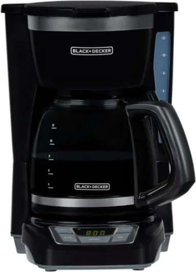 BLACK+DECKER 12-Cup Digital Coffee Maker, Programmable, Washable Basket Filter, Sneak-A-Cup, Auto Brew, Water Window, Keep Hot Plate, Black Black coffeemaker