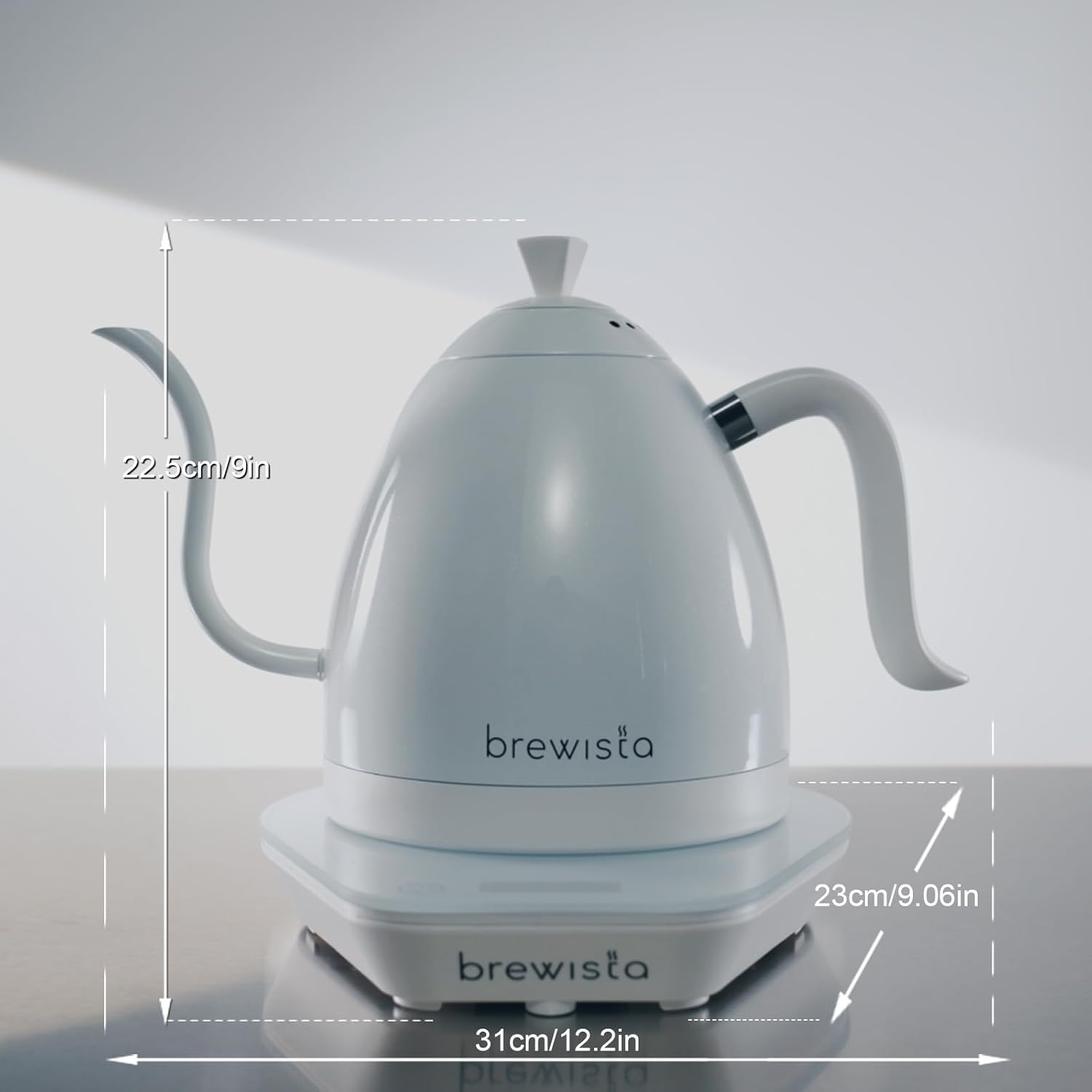 Brewista Handmade Electric Gooseneck Kettle, 1 Liter, Precise Temperature Control, LCD Panel, White