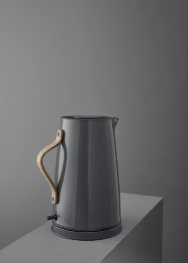 Emma Electric Kettle 1.2L - Grey Steel Jug with Beech Wood Handle, Cordless, Removable Limescale Filter, Dry Boil Safety, Auto Shut-Off - Nordic Design (UK)