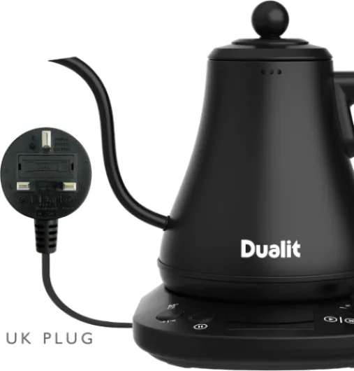 Dualit Pour Over Fast Boil Electric Kettle - Matt Black -Gooseneck Precision Spout - Digital Display Screen - Highly Energy Efficient 800ml Capacity - 72960