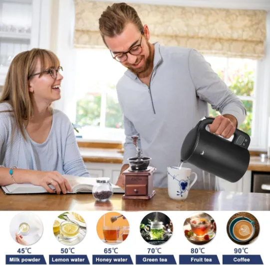 Bear Electric Kettle 1.7L 40°C~100°C 12 Temperatures Control Kettle Digital Display with Keep Warm Function,1800w 304 Stainless Steel Fast Boil Black Kettle, Dry Protection, BPA Free Smart kettle