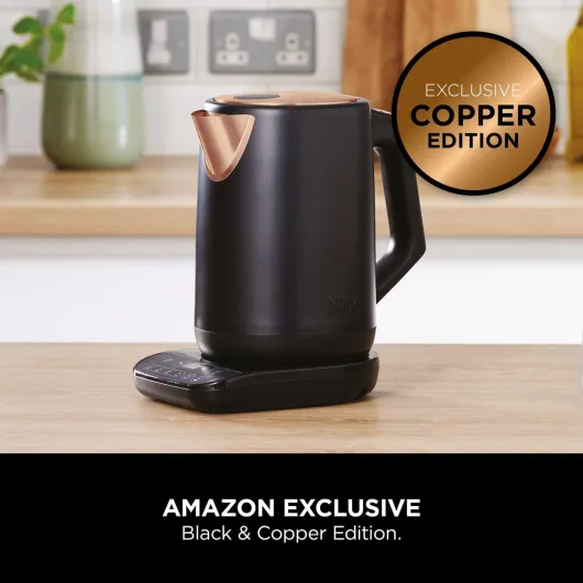 Perfect Temperature Kettle, 1.7L, LED Display, Easy to Use Kettle with Rapid Boil and Temperature Control & Hold, Black & Copper, KT200UKCP Copper/Black 1.7 Litres