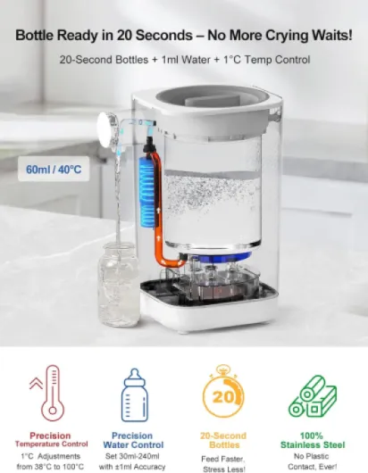 Baby Bottle Maker, KOSTTE 24hr Temp-Controlled Formula Maker, Baby Kettle for Making Formula Bottle Instantly, Food Maker, Ideal for Night Feeds, 1.5L White