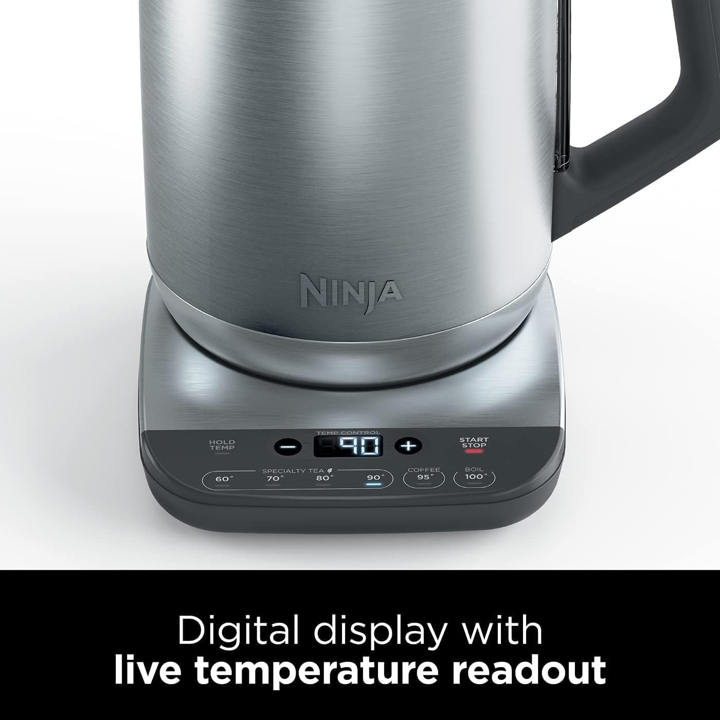 Perfect Temperature Kettle, 1.7L, with Temperature Control, LED Display, Easy to Use Kettle with Rapid Boil and Temperature Hold, Stainless Steel KT201UK Stainless Steel 1.7 Litres