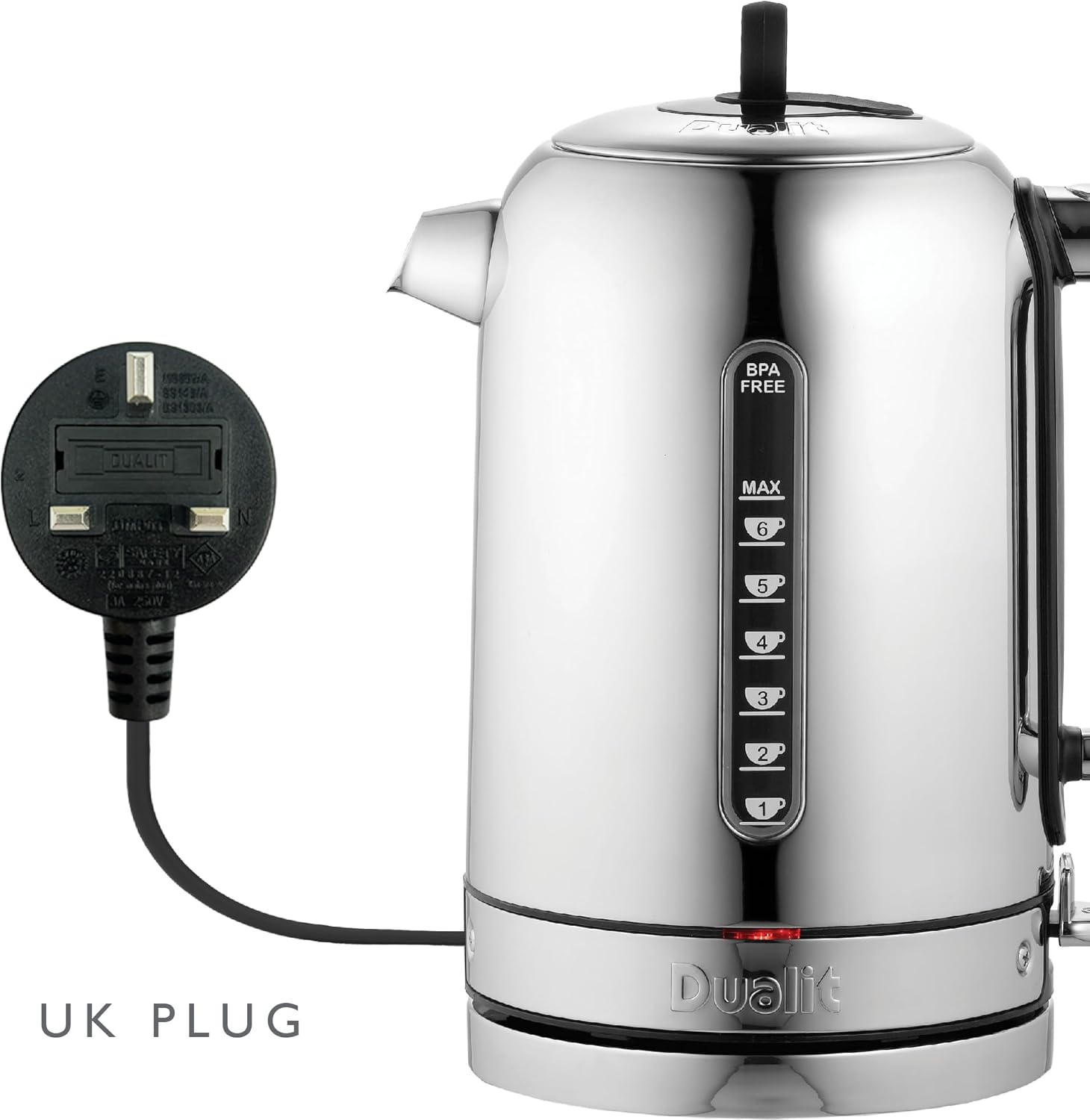 Classic Kettle - Polished Stainless Steel with Black Trim - Quiet boiling kettle - 90 Second Boil Time - 1.7 L Capacity, 2.3 kW - 72796