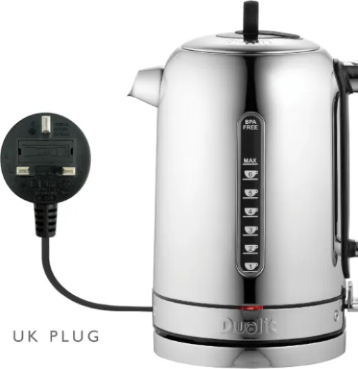 Classic Kettle - Polished Stainless Steel with Black Trim - Quiet boiling kettle - 90 Second Boil Time - 1.7 L Capacity, 2.3 kW - 72796