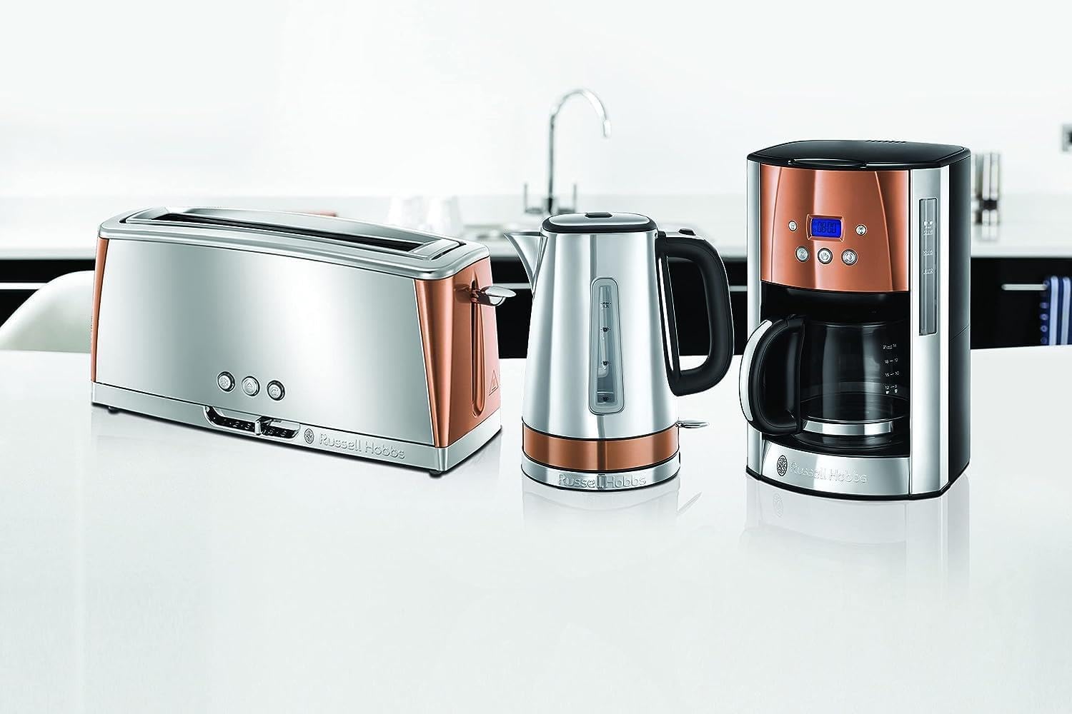 Luna Stainless Steel & Copper 1.7L Cordless Electric Kettle (Quiet & Fast Boil 3KW, Removable Washable Anti-Scale Filter, Easy Push Button lid, Perfect Pour spout) 24280 Copper Luna Kettle